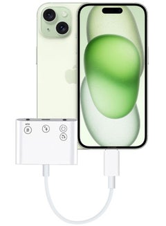 اشتري iPhone 15 Plus Live Converter 3 in 1 OTG Splitter USB Type-C to Dual 3.5mm Aux Audio Headphone Adapter with USB-C Charge Port Jh098 في الامارات