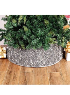 Buy 30 Inch Christmas Tree Ring,Christmas Tree Collar for Xmas Home Decor Decoration (Silver) in UAE