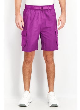 Buy Men Sportswear Fit Brand Logo Shorts, Purple in Saudi Arabia