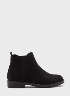 Buy Faux Suede Round Point Ankle Boot in UAE