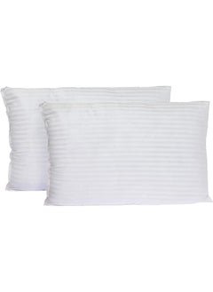 Buy Soft Stripe Hotel Pillow 1 Kg Pack Of 2 Pieces Size 50 X 75 Cm P42 By Home Station Polyester in Saudi Arabia