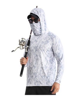 اشتري 6-In-1 Professional Upf50+ Fishing Clothing, with Face Mask Long Sleeve Sun Protection Quick Dry Fishing Hoodie, Cool Fabric, Lightweight and Breathable Sun Protection Clothing, 1 Pcs, XXL في السعودية