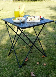 Buy Portable Aluminum Alloy Outdoor Folding Table Large Black with Storage Bag 68cm*46cm*40cm in Saudi Arabia