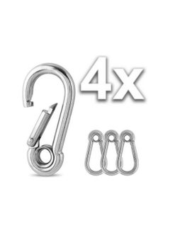 اشتري 4 Pcs Carabiner Clip Heavy Duty - 304 Stainless Steel M6 Quick Snap Hooks with Spring Clip for Dog Leash, Bag pack, Hammock Carabiner Keyring for Indoor & Outdoor Hiking Fishing & Camping في الامارات