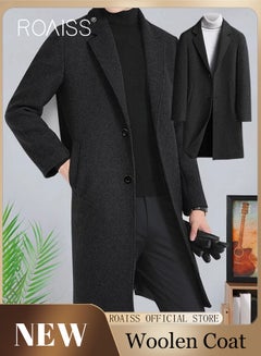 اشتري Flannel Jackets for Men Winter Long Jacket Overcoat Stylish Wool Trench Coat Premium Winter Business Top Coat Single breasted tailored coat with a relaxed fit في الامارات