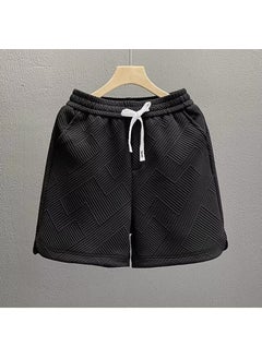 Buy Geometric Pattern White Shorts Men Summer Casual Black in Saudi Arabia