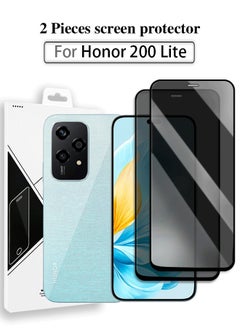 Buy 2 PCS Full Cover Glass Screen Protector for Honor 200 LITE 5G Black/Transparent Anti Spy Screen Protector Glass Film and Screen Protector Accessories in Saudi Arabia