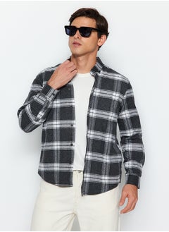 Buy Anthracite Slim Fit Button Collar Winter Lumberjack Checkered Shirt TMNAW21GO0611 in Egypt