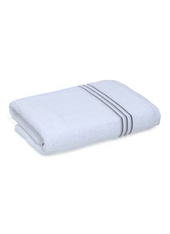 Buy Hotel Embroidery Bath Towel, White & Silver - 500 GSM, 140x70 cm in UAE