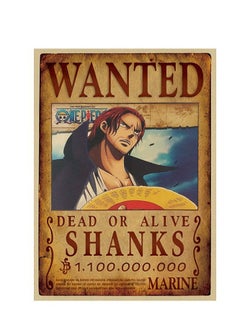 Buy Anime One-Piece Shanks Themed Poster Brown/Yellow/Black 52x36cm in UAE