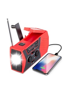 Buy Hand cranked 4-in-1 Solar Radio with 2000mAh Battery and Emergency Light in UAE