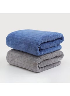 Buy Microfiber Towel 90X160 Cm 2 Pcs Bath Towel Microfiber Soft, Durable And Light Weight (Grey X Navy Blue) in Saudi Arabia