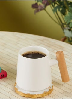 Buy White Mug With Wooden Handle in UAE