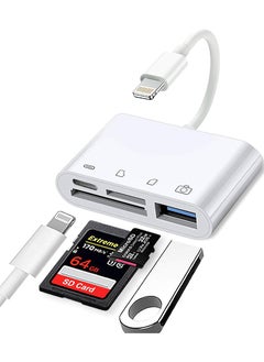 اشتري iPhone إلى قارئ بطاقة SD، محول كاميرا USB 4 في 1 USB OTG محول متوافق مع بطاقة SD/TF، ​​قارئ بطاقة الذاكرة المحمول USB 3.0 محول، محول بطاقة SD مع منفذ شحن سريع في السعودية