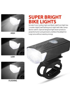 اشتري MTB bicycle LED USB rechargeable PC+ABS waterproof front lights warning lights bicycle accessories في السعودية