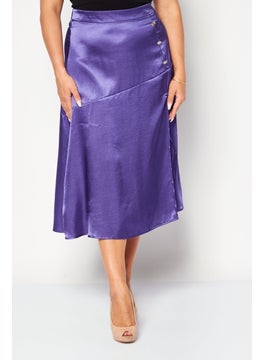 Buy Women Textured Midi Skirt, Dark Purple in UAE