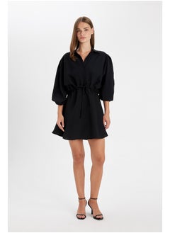 Buy Woman Shirt Neck Long Sleeve Woven Dress in Egypt