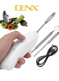 Buy Rechargeable Handheld Vegetable Corer Electric Fish Scale Remover Multifunctional Scraper with 2 Replaceable Cutter Heads Wireless Fruit Digging Tool Sets in Saudi Arabia