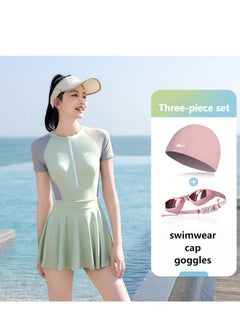 Buy Women's Summer Swimwear With Swimming Goggles and A Swimming Cap in UAE