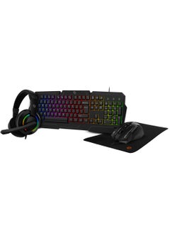 Buy 4 in 1 Gaming Kit with Keyboard / Head phone / Mouse and Mouse Pad / Windows and Linux Compatibility / 13 RGB Light Mode - Black in UAE