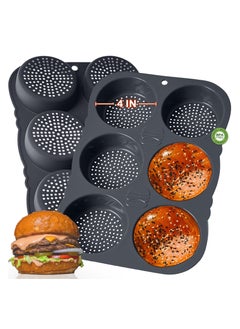 Buy Hamburger Bun Pan, Non-Stick Silicone Hamburger Bun Mold, 6-Cavity Perforated Baking Mold for Fresh Homemade Burger Buns, Oven-Safe, Dishwasher Safe in Saudi Arabia