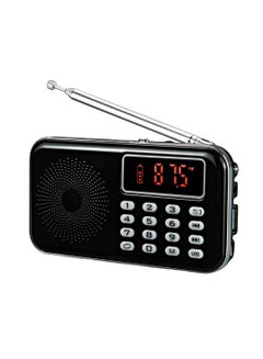 Buy Portable Fm Radio Mini Digital Radio Music Player With Speaker Black in UAE