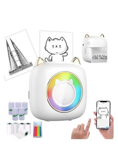 Buy Mini Pocket Printer, Portable Instantly Sticker with 7 Color Lamp Printer, Sticker Maker Pocket Thermal Printer Customized Sticker for Study, DIY Scrapbook in UAE