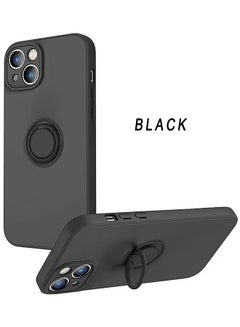 Buy Case For iPhone 15 Case With Ring Stand, 360° Rotatable Ring Holder Magnetic Kickstand, Soft Microfiber Lining Shockproof Rubber Protective Phone Cases Cover For Women Girls, Black in UAE