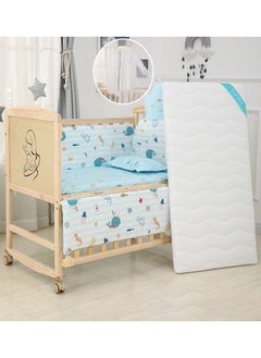 Buy Multifunctional Solid Wood Bed Set For Newborn Baby With Mobile Cradle, Mosquito Net And Mat in UAE