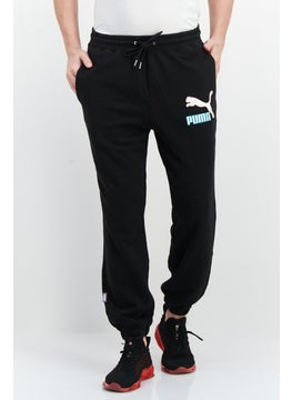 Buy Man Sportswear Fit Embroidered Brand Logo Sweatpants, Black in UAE