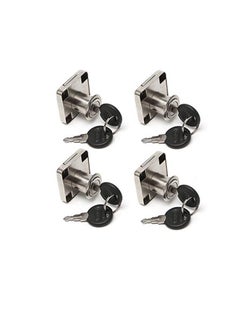 اشتري 4 Pcs Cabinet Lock Key Drawer Desk Lock, Zinc Alloy Wardrobe Furniture Cabinet Locker Door Hardware Lock with 8 Key (Black) في الامارات