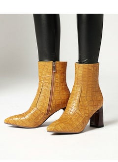 Buy Pointy Ankle Boots For Ladies Yellow in Saudi Arabia