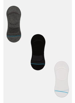 Buy Men 3 Pairs Invisible Foot Sock, Black/White/Grey in UAE