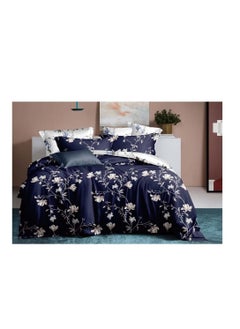 Buy 6-Pieces Glace Cotton Printed Fancy Comforters Set Fixed duvet, fitted bedsheets and pillowcase King Size F31 in UAE