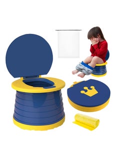 Buy Portable Potty for Kids Toddler Travel Foldable Training Toilet Travel Potty,Children's Portable Toilet Potty Emergency Toilet for Car,Camping,Outdoor,Indoor(Deep Blue) in Saudi Arabia