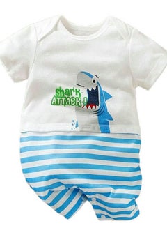 Buy MiniTAQ - Shark Bite Blue N White Baby Romper in UAE