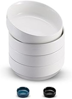 اشتري KooK Bowl Plates, Pasta Bowl, Low Bowl, Plate Bowls, Ceramic Large Shallow Bowls, Microwave and Dishwasher Safe, Great for Soups and Salads, Glossy Porcelain, 47 oz, Set of 4, White في مصر