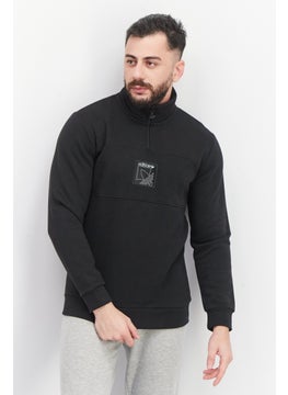 Buy Men Sportswear Fit Brand Logo Sweatshirt, Black in UAE