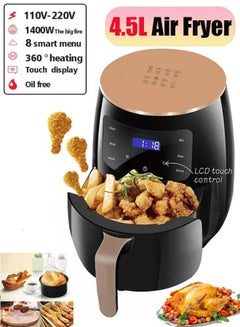 Buy 4.5L 1400W Touch Screen Version Air Fryer For Party And Home Black in Saudi Arabia