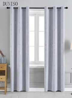 Buy 1pcs Blackout Curtain for Window Damask Patterned Thermal Insulated Energy Saving Grommet Curtain Light Blocking Window Curtain for Bedroom Living Room 132*244cm in UAE