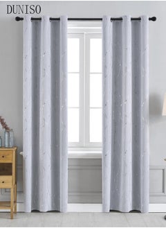 اشتري 1pcs Blackout Curtain for Window Damask Patterned Thermal Insulated Energy Saving Grommet Curtain Light Blocking Window Curtain for Bedroom Living Room 132*244cm في الامارات