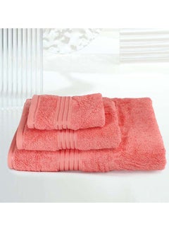 Buy 3 Pcs Events Dyed Towel Set 550 Gsm 100% Cotton Terry Viscose Border 1 Bath Towel (75X145) Cm 1 Hand Towel (50X90) Cm 1 Face Towel (33X33) Cm Premiun Look Luxury Feel Extremely Absorbent Peach Color in UAE