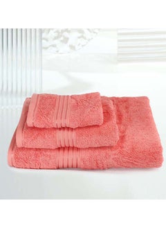 Buy 3 Pcs Events Dyed Towel Set 550 Gsm 100% Cotton Terry Viscose Border 1 Bath Towel (75X145) Cm 1 Hand Towel (50X90) Cm 1 Face Towel (33X33) Cm Premiun Look Luxury Feel Extremely Absorbent Peach Color in UAE