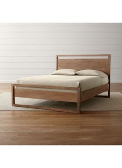 Buy MDF Oak King Bed 200x160x130 cm - Beige in Saudi Arabia