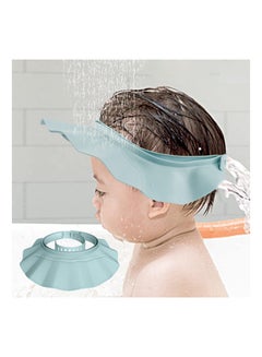 اشتري Baby Shower Cap Bath Visor Protection Silicone Adjustable Safe Shower Bathing Cap for Protector Eye Ear Shampoo Cap for Infants Toddler Kids Children Blue في السعودية