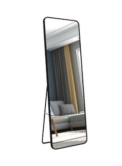 Buy Aluminum Alloy Frame Floor Mirror With Stand Black in UAE