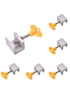 اشتري Sliding Window Locks - 6Pcs Adjustable Aluminum Alloy Window Lock Plastic Steel Window Door Lock Stopper Child Safety Anti Theft Protection Window Lock Limiter with Key في الامارات