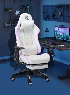 اشتري LED Lights Gaming Chair RGB Footrest Ergonomic Computer Chair with High Backrest Office Chair with Headrest Lumbar Support في السعودية