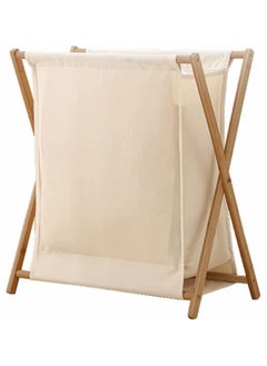 Buy Bamboo Laundry Hamper Sorter Cart, Portable and Collapsible Folding Clothes Laundry Basket Storage with Removable Liner Bag in UAE