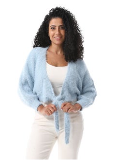 اشتري Mohair Long Sleeves Lace Up Cardigan_Light Blue في مصر